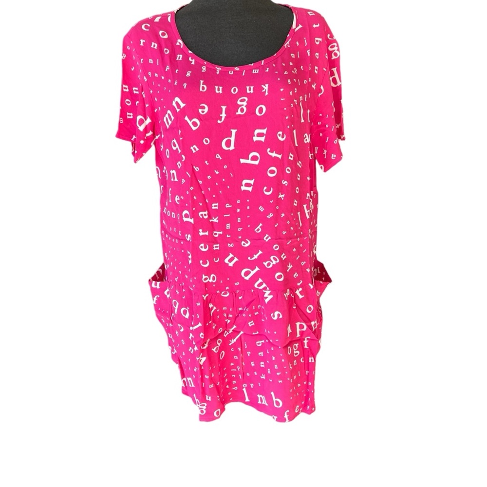 LAUNDRY BY SHELLI SEGAL VINTAGE DRESS ABC’S MOTIF SIZE LARGE